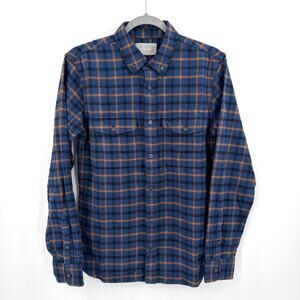 Everlane Cotton Flannel Button Down Plaid Shirt in blue Size S NWOT